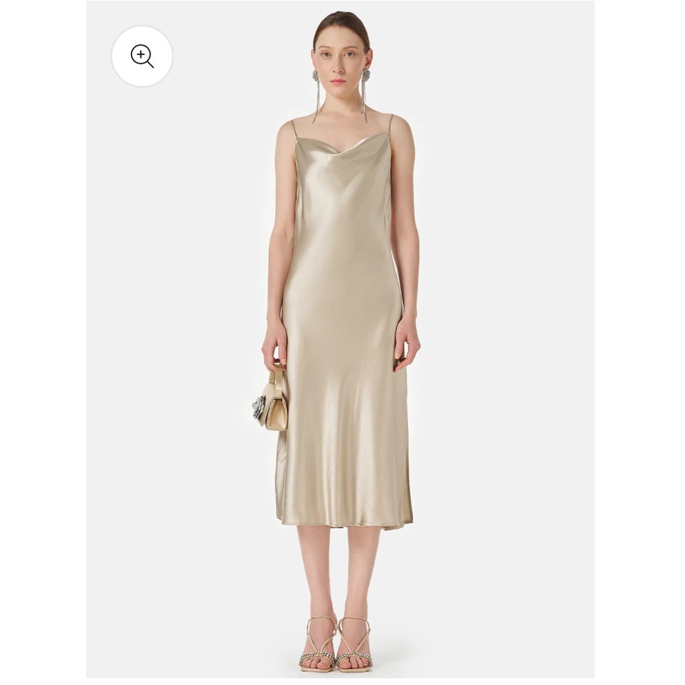 Gold Cowl Neck Sleeveless Midi Dress
